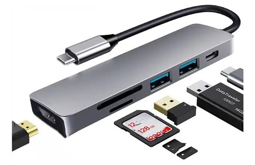 Adaptador Hub Usb 3.0 Tipo C Hdmi 4k Sd Thunderbolt 6 Puerto