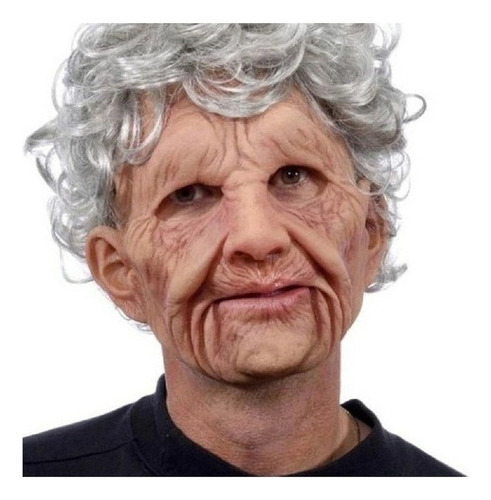 Ancianas Máscara Realista 3d, Peluca Parodia Halloween Prop