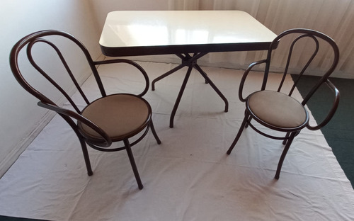 Juego De Cocina Mesa + 2 Sillas Thonet Caño Pana