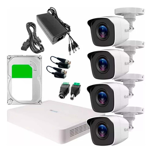 Hilook Kit Cctv 4 Cámaras 720p Metal Hdd 3tb + Transceptores