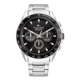 Reloj Tommy Hilfiger Hombre Owen 1791967 Color De La Malla Plateado Color Del Bisel Negro Color Del Fondo Negro