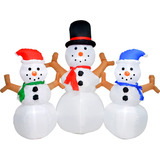 Inflable Navidad 3 Muñecos Nieve 2.30m Exterior Luz Led