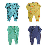 Kit 04 Macacão Roupa P/ Bebe Kimono Pijama Menino Infantil