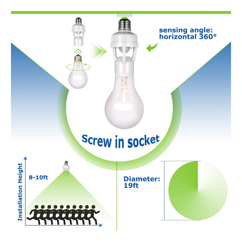 Bombilla De Rosca Inteligente Con Sensor De Movimiento, 6 Pi