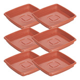 Kit 6 Prato Para Vaso De Planta Quadrado Ceramica 31x31x3cm