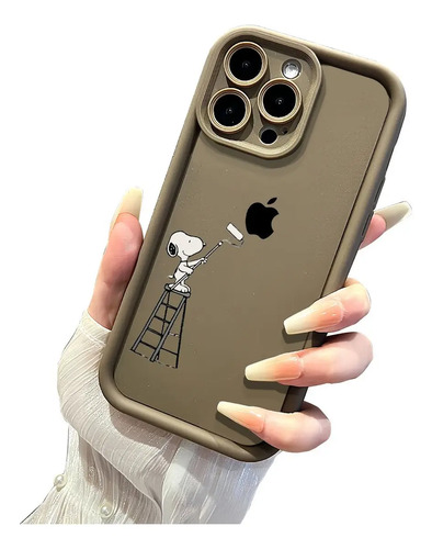 Funda iPhone 13 14 15 12 16 17 Pro Max Case Silicona Uso Rudo Diseño Divertido De Snoopy Pintando Estilo Cartoon Creativo Decoración Personalizada