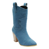 Botas Vaqueras Dama Rodeo Mezclilla Azul Cowboy Country Dluc