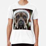 Remera Navidad Perro De Presa Canario Con Gorro De Papá Noel