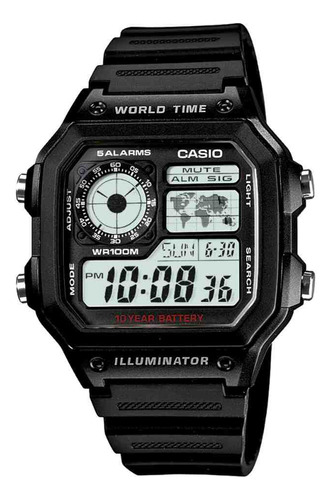 Relógio Casio Masculino Preto Digital Ae-1200wh-1avdf