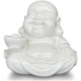 Houlu Estatua De Buda Para La Buena Suerte, Ceramica Blanca