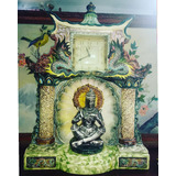 Relógio Westclox Funcionando Com Suporte Porcelana Budista