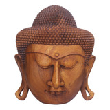 Escultura Face Buda Decorativo Madeira Máscara Parede 50cm