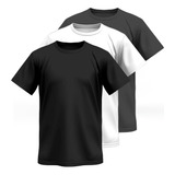 Kit 3 Camiseta Camisa Básica Masculina Algodão Varias Cores
