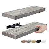 Estante Flotante Para Pared De Madera 41 Cm Gris 2 Pzas