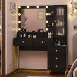 Vanity Con Luces Y Estación De Carga, Mesa De Maquillaje Con