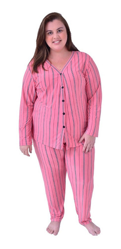 Pijama Plus Size Longo De Liganete