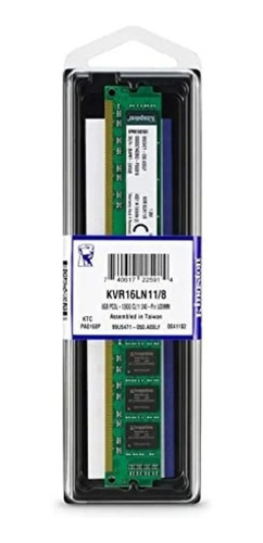 Memoria Ddr3 8gb 1600mhz Cl9 - Kvr16ln11/8 Kingston