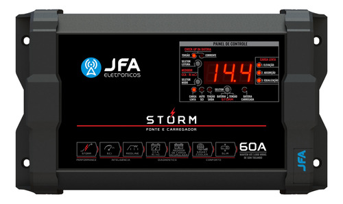 Fonte Carregador Jfa 60a Bivolt Storm Com Medidor Cca