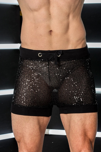 Short Masculino Em Paetê Sem Costura Lateral