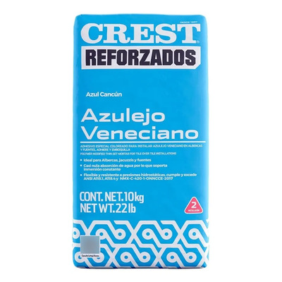 Crest Azulejo Veneciano Azul Cancun 10 Kg | Meses sin interés