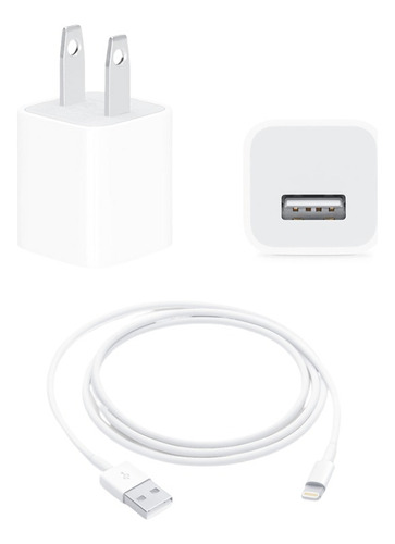 Cargador Carga Usb 5w Adaptador Para iPhone 5 6 7 8+cable 1m