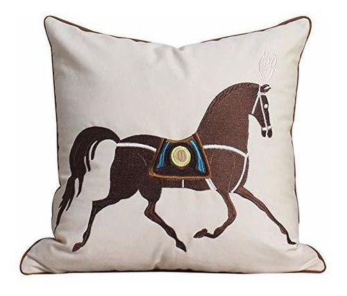 Bordado De Caballos Cubiertas De Almohada De Tiro Decor...