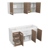 Combo Mueble Cocina 1,40 Mt. Alacena + Bajo Mesada Sin Bacha