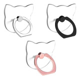 3 Anillos Para Celular - Gatos Rosa/plateado/negro