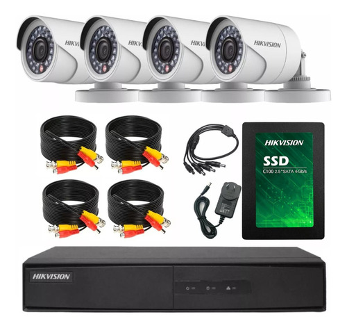 Kit Seguridad Dvr 8ch Hikvision + 4 Camaras 1080p 2mp +disco