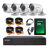 Kit Seguridad Dvr 8ch Hikvision + 4 Camaras 1080p 2mp +disco