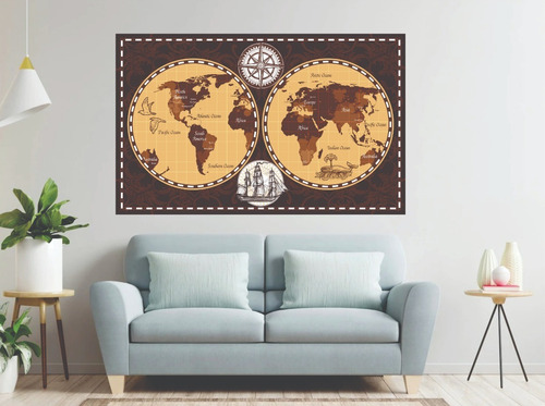 Vinilos Decorativos Mapamundi Mapa Planisferio  Deco