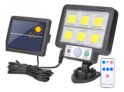 Luminária Refletor Solar Sensor Presença Ip65 Controle Remt