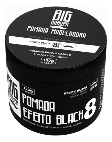 Pomada Preta Black Big Barber 120g Pigmentada Extra Forte