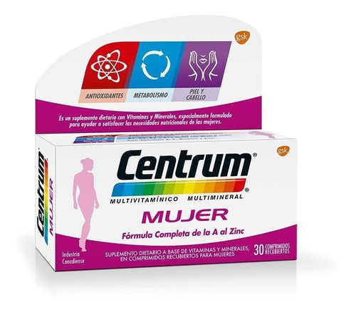 Multivitaminico Centrum Mujer Multimineral X 30 Comprimidos
