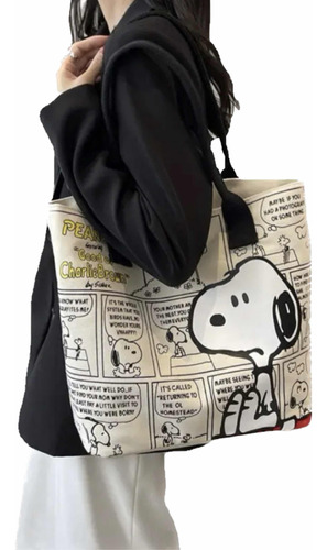 Bolso De Lona Snoopy Con Cierre (39 X 32 Cm)
