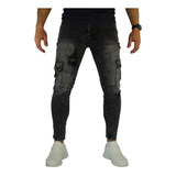 Jeans Cargo Pitillo Elasticado Hombre