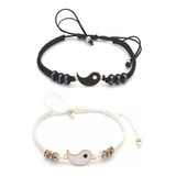 Pulsera Brazalete Novios Pareja Amistad Yin Yang Dorado 2x1