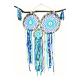 Atrapasueños Grande Cabecera Deco Boho Gipsy Búho Azúl