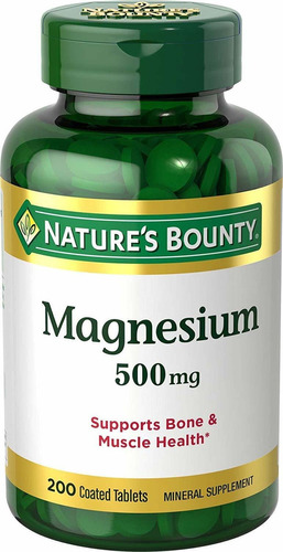 Suplemento Magnesio 500mg Nature's Bounty 200 Ct Sabor Sin Sabor