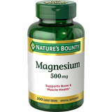 Suplemento Magnesio 500mg Nature's Bounty 200 Ct Sabor Sin Sabor