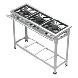 Fogão Industrial Inox Com 3 Bocas Baixa Pressão Reforçado