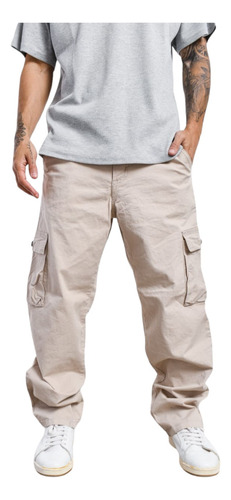 Pantalon Cargo De Gabardina Mom De Hombre