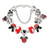 Brazalete Charms Pulsera Cuentas Mickey Minnie 17cm Disney