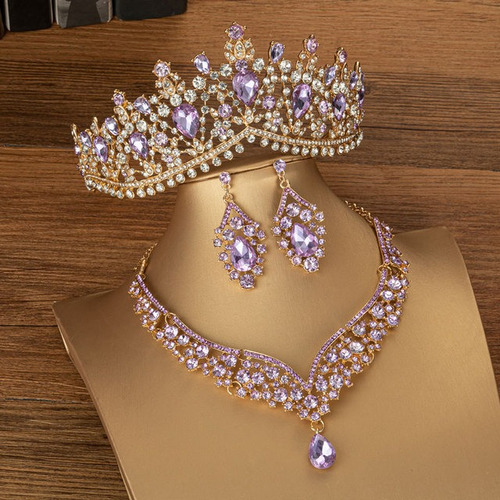 Tiara O Corona, Collar Y Aretes,  Modelo Reyna 4