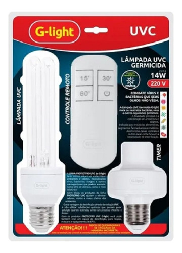 Kit Lâmpada Germicida Uvc Vírus Bactéria  Controle Luz 220v