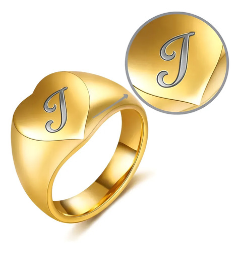 Anillo Corazón A135 Titanio Grabado Personalizado Gratis