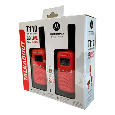 Motorola Solutions Talkabout T110 Walkie-Talkie Radios Con Emparejamiento Fácil Y Privacidad, Alcance De 16 Millas - Paquete De 2 | Meses sin interés