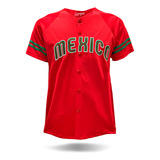 Jersey Casaca Beisbol Mexico Bordada Rojo Baseball