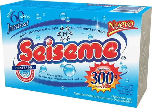 Jabon Blanco En Pan Para Lavar Ropa Rinde Mas Seiseme 300g