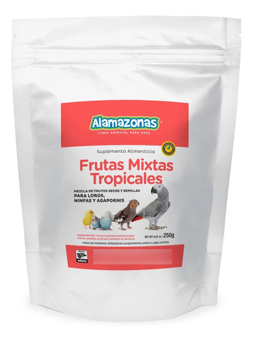 Frutos Mixtos Tropicales Para Loros, Ninfas Y Agapornis 250g